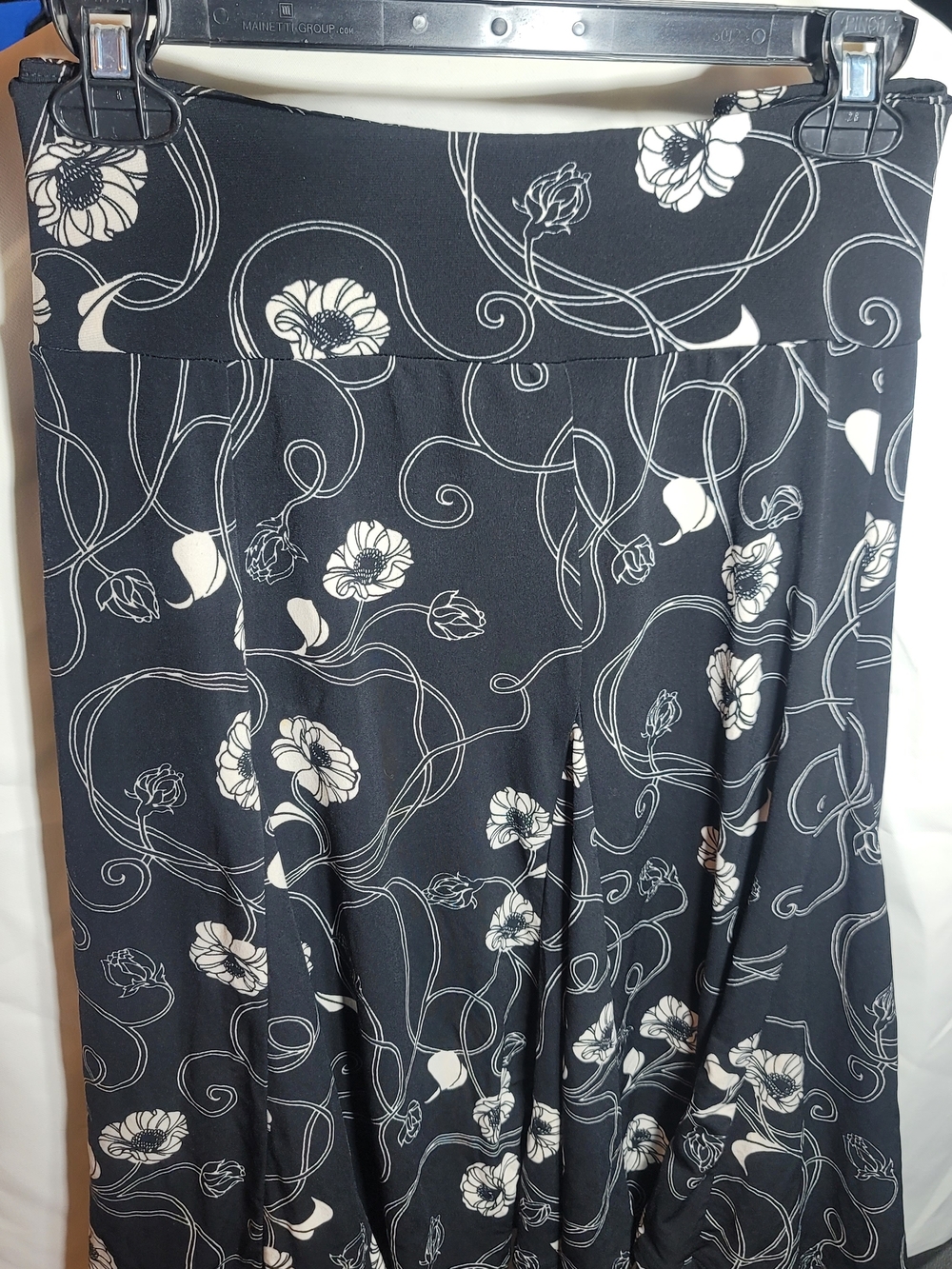 Apt. 9 - Black Midi Skirt with White Floral Vine Print